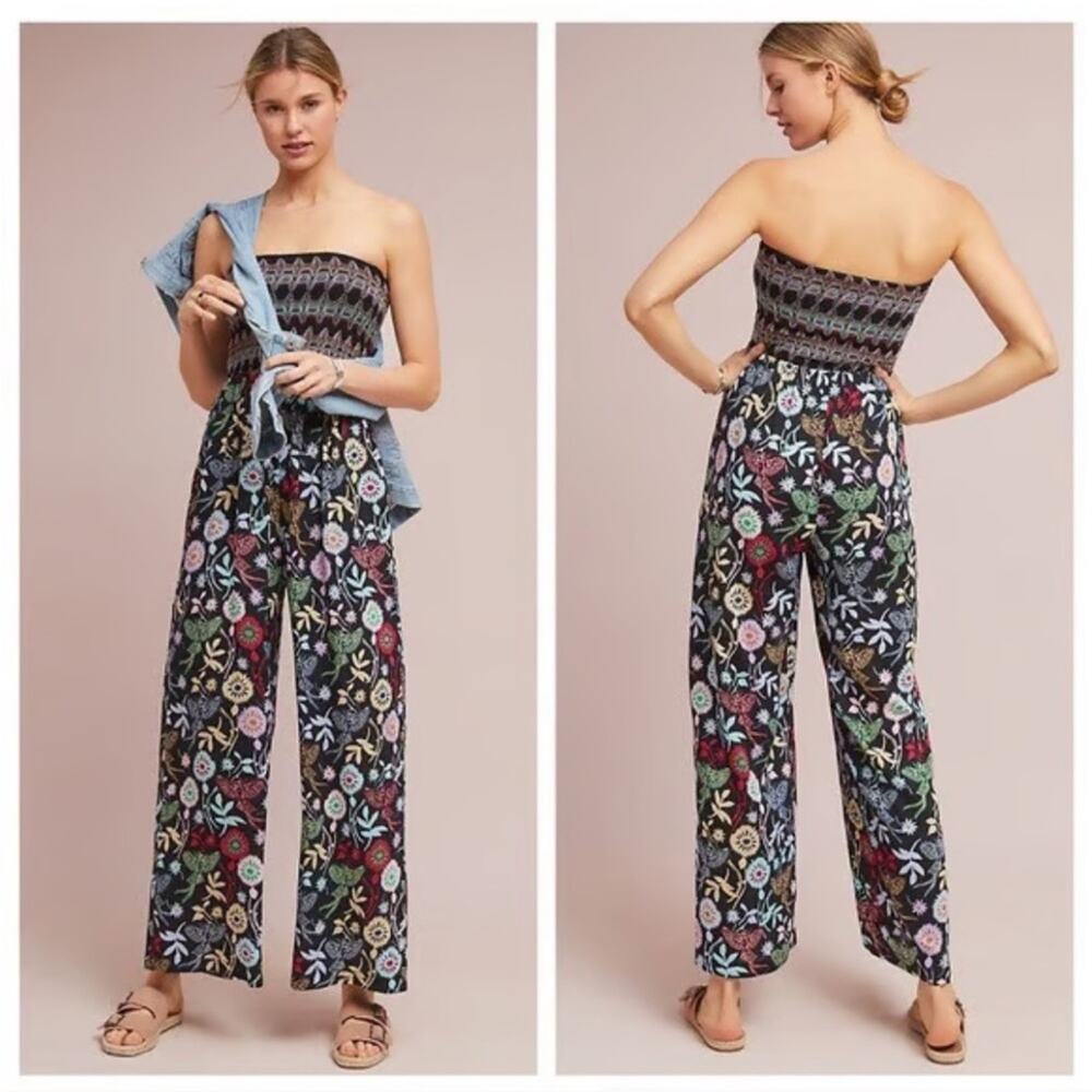 Anthropologie One September Crisfield Floral Strapless Jumpsuit Women's Medium